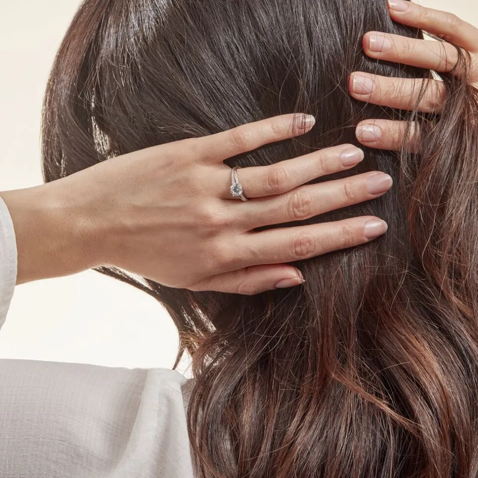 Bague Solitaire Poseidon Argent Blanc Oxyde De Zirconium