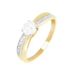 Bague Solitaire Raska Or Jaune Oxyde De Zirconium