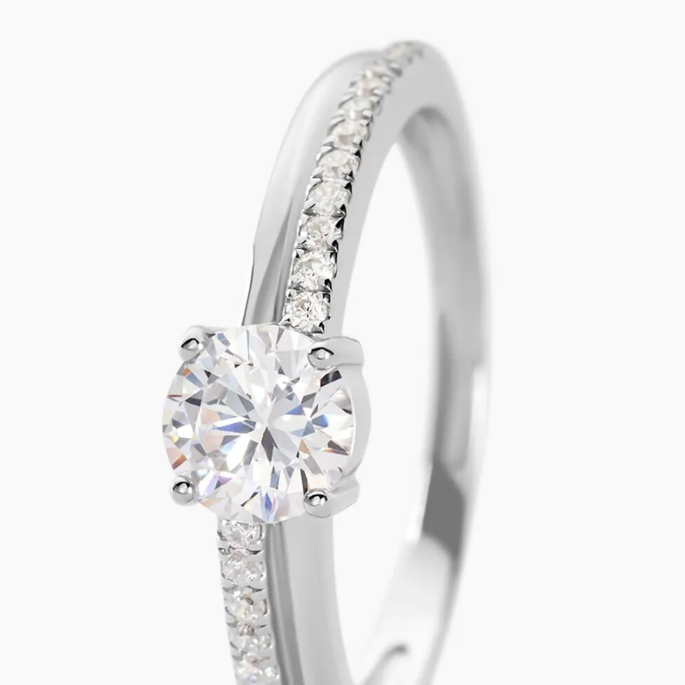 Bague Solitaire Sade Argent Blanc Oxyde De Zirconium