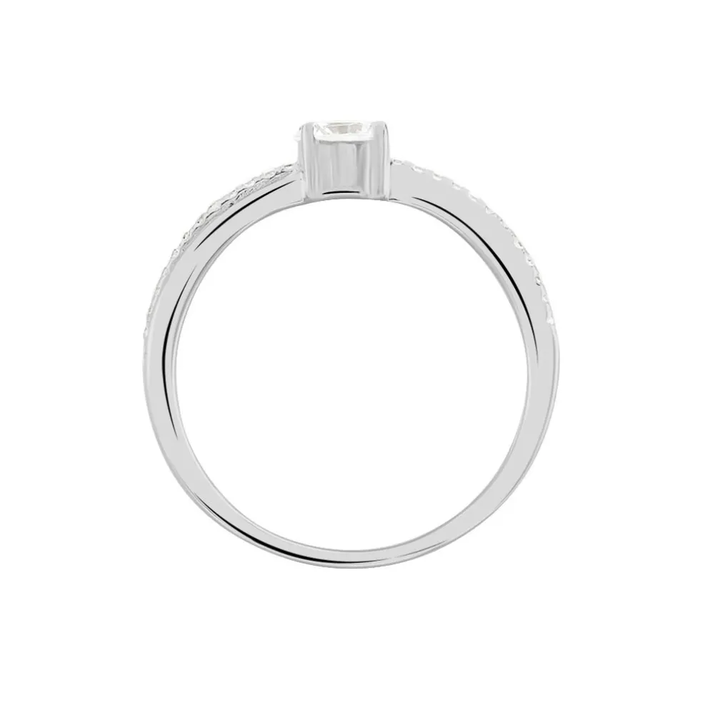 Bague Solitaire Sade Argent Blanc Oxyde De Zirconium