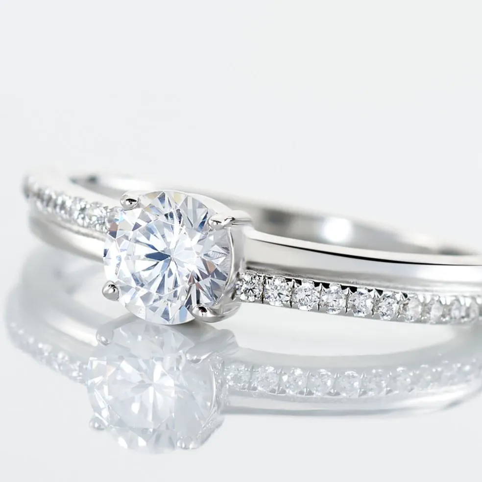 Bague Solitaire Sade Argent Blanc Oxyde De Zirconium