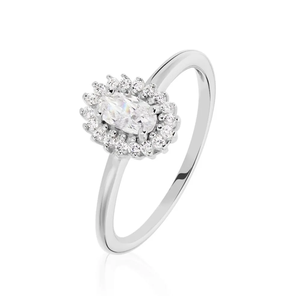 Bague Solitaire Shandrany Argent Blanc Oxyde De Zirconium