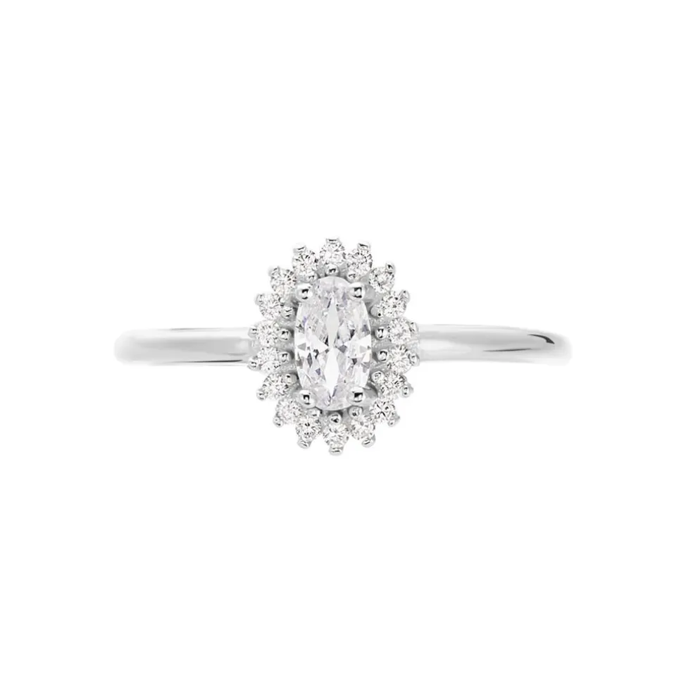 Bague Solitaire Shandrany Argent Blanc Oxyde De Zirconium