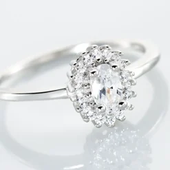 Bague Solitaire Shandrany Argent Blanc Oxyde De Zirconium