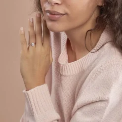 Bague Solitaire Shandrany Argent Blanc Oxyde De Zirconium