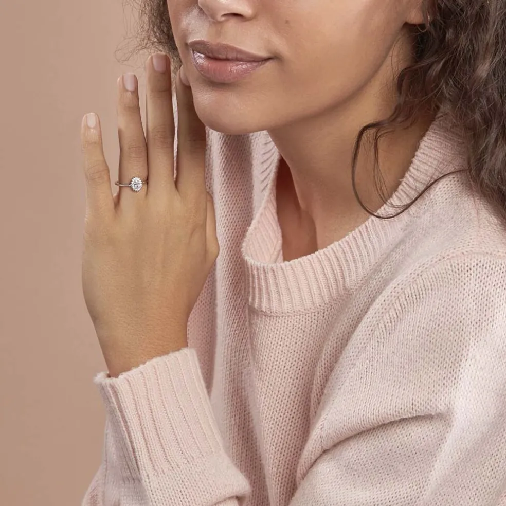 Bague Solitaire Shandrany Argent Blanc Oxyde De Zirconium