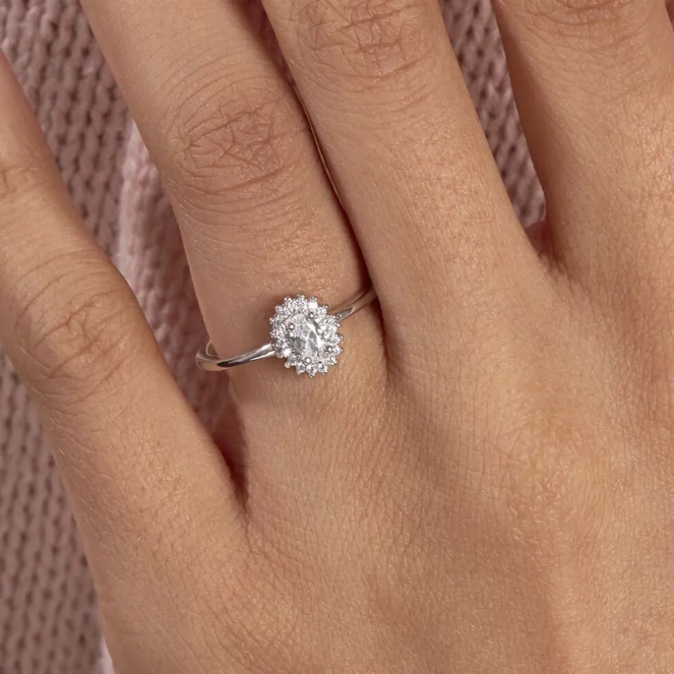 Bague Solitaire Shandrany Argent Blanc Oxyde De Zirconium