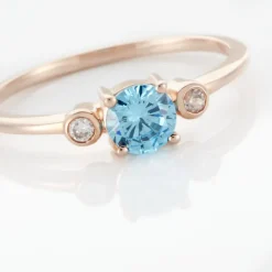 Bague Solitaire Shir Argent Rose Oxyde De Zirconium