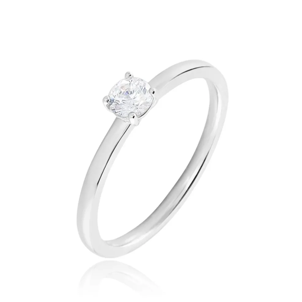 Bague Solitaire Stella Argent Blanc Oxyde De Zirconium