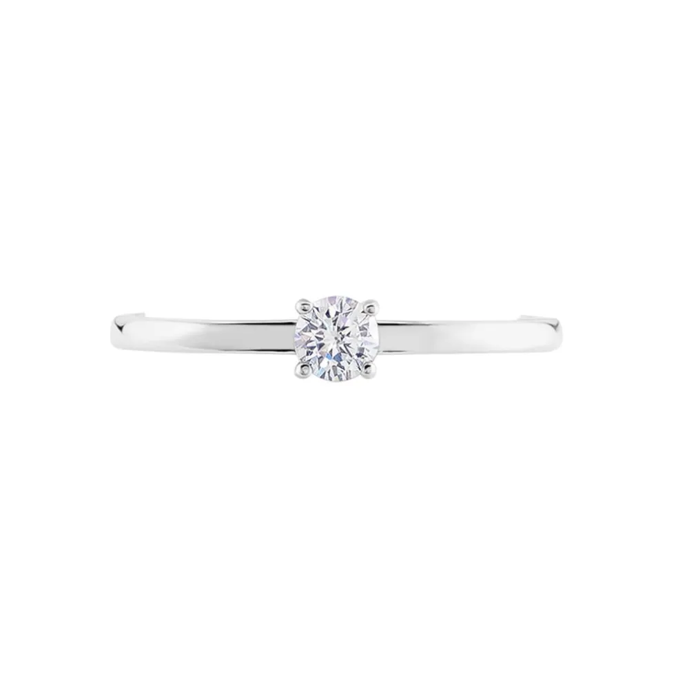 Bague Solitaire Stella Argent Blanc Oxyde De Zirconium