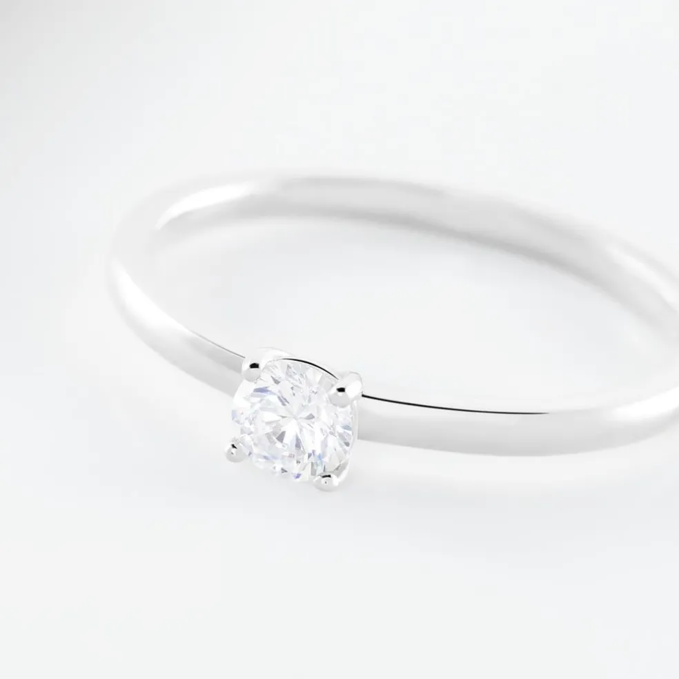 Bague Solitaire Stella Argent Blanc Oxyde De Zirconium