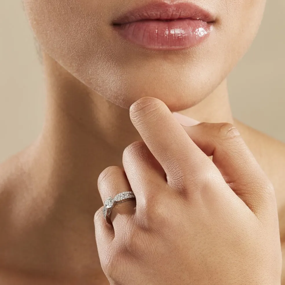 Bague Solitaire Stockholm Or Blanc Diamant Synthetique
