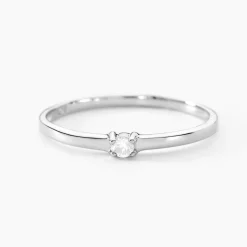 Bague Solitaire Superposition Or Blanc Diamant