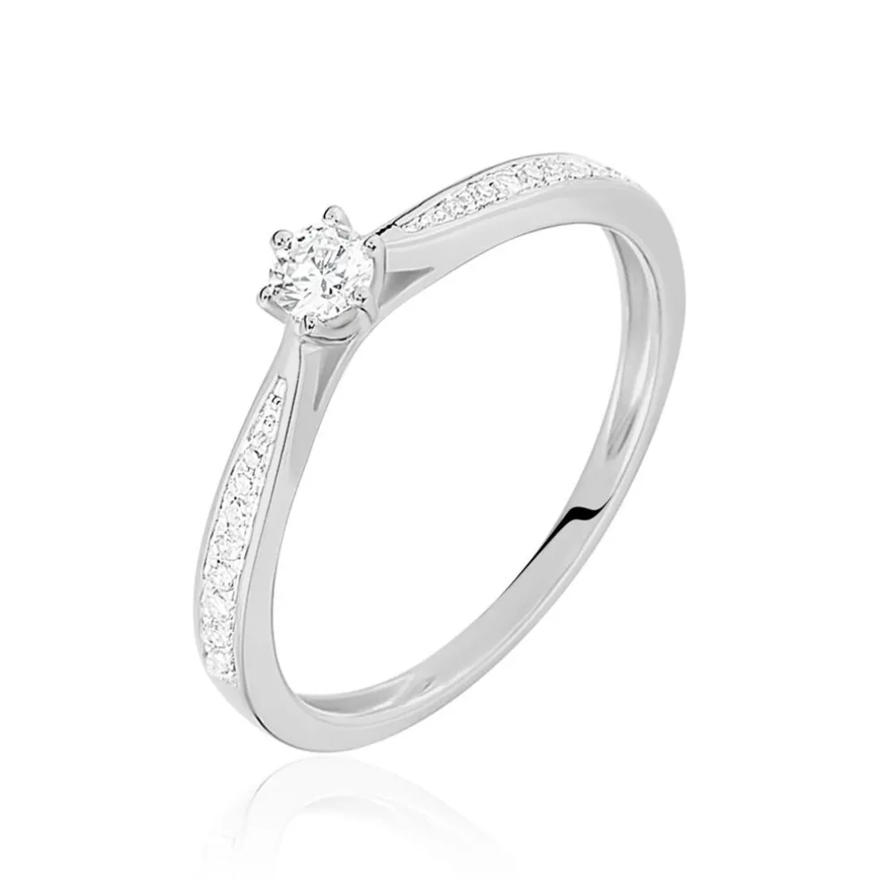 Bague Solitaire Symphonie Or Blanc Diamant