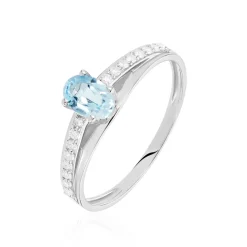 Bague Solitaire Tahyss Or Blanc Topaze Et Oxyde De Zirconium