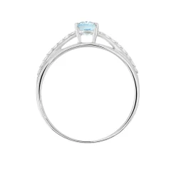 Bague Solitaire Tahyss Or Blanc Topaze Et Oxyde De Zirconium