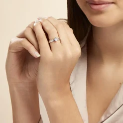 Bague Solitaire Tahyss Or Blanc Topaze Et Oxyde De Zirconium