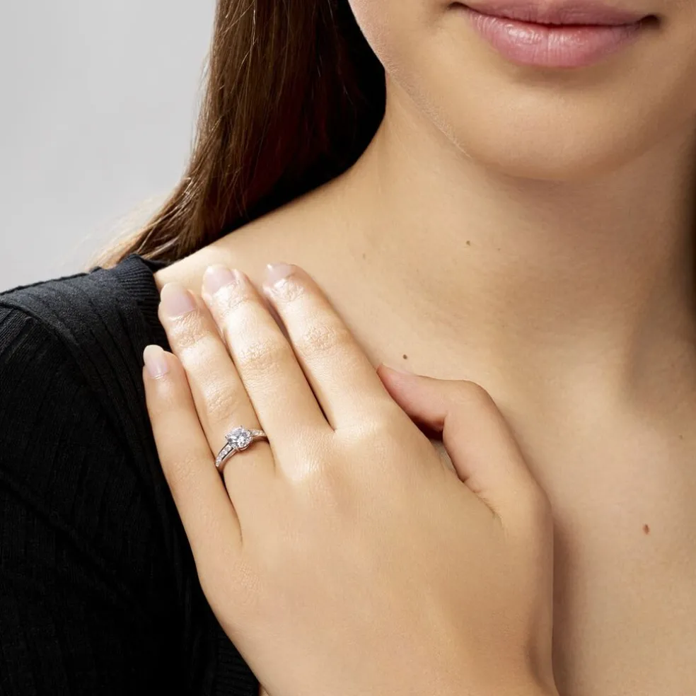 Bague Solitaire Tatjana Or Blanc Oxyde De Zirconium