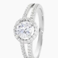 Bague Solitaire Titemae Argent Blanc Oxyde De Zirconium