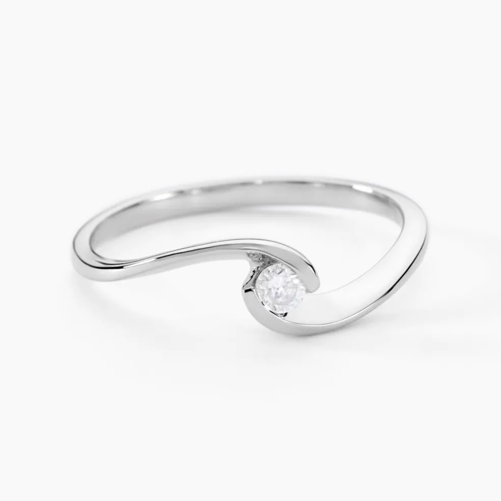 Bague Solitaire Vrille Or Blanc Diamant
