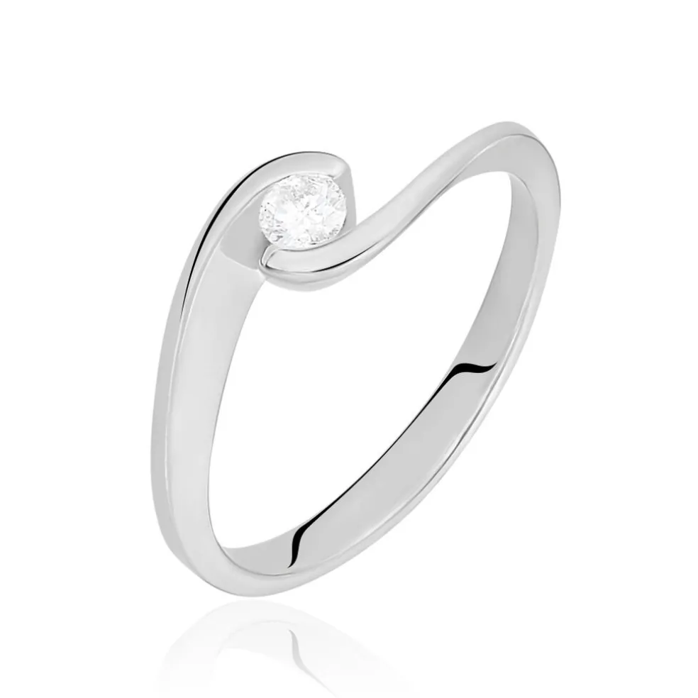 Bague Solitaire Vrille Or Blanc Diamant