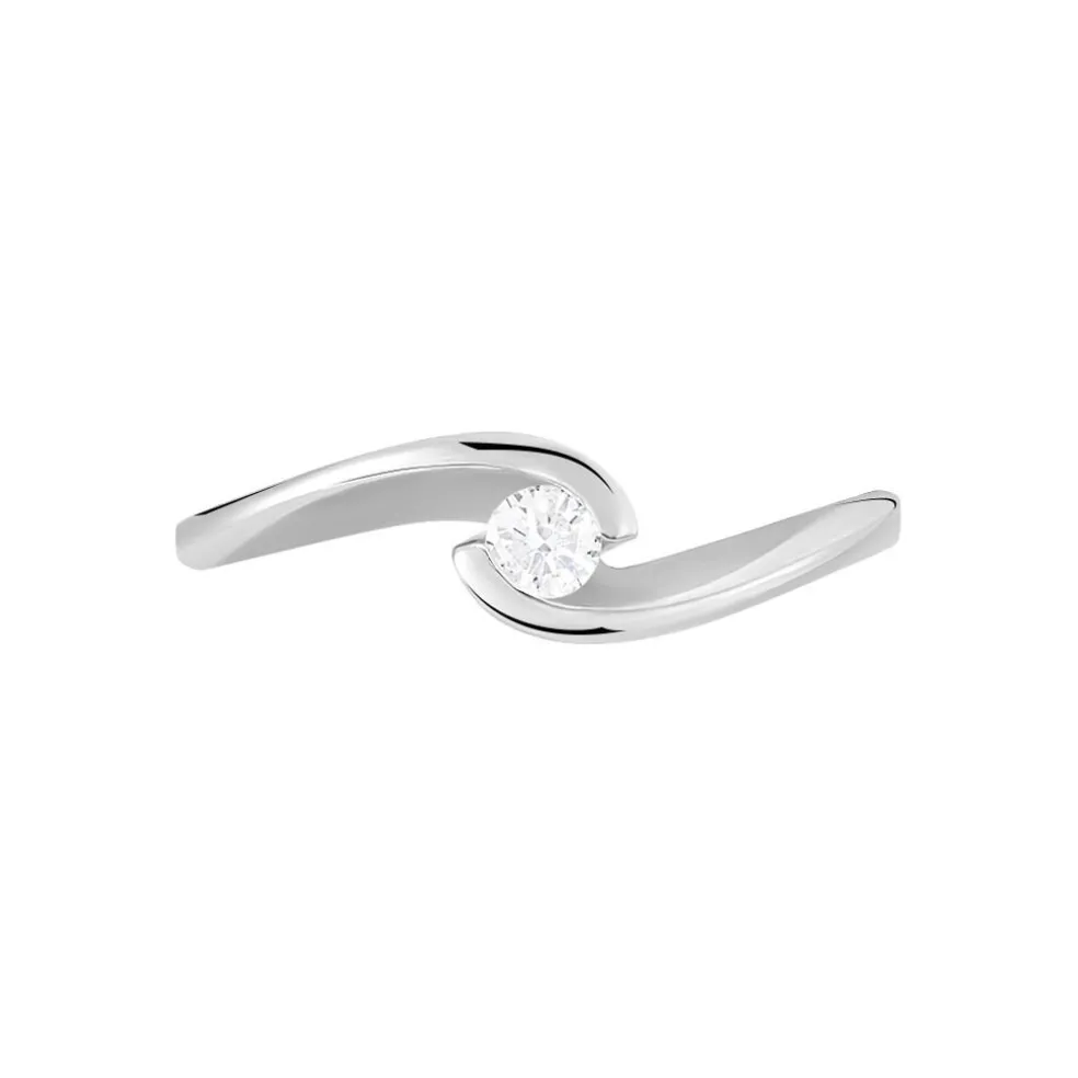 Bague Solitaire Vrille Or Blanc Diamant