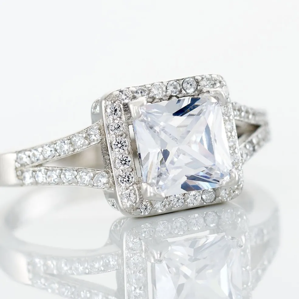 Bague Solitaire Wilona Argent Blanc Oxyde De Zirconium