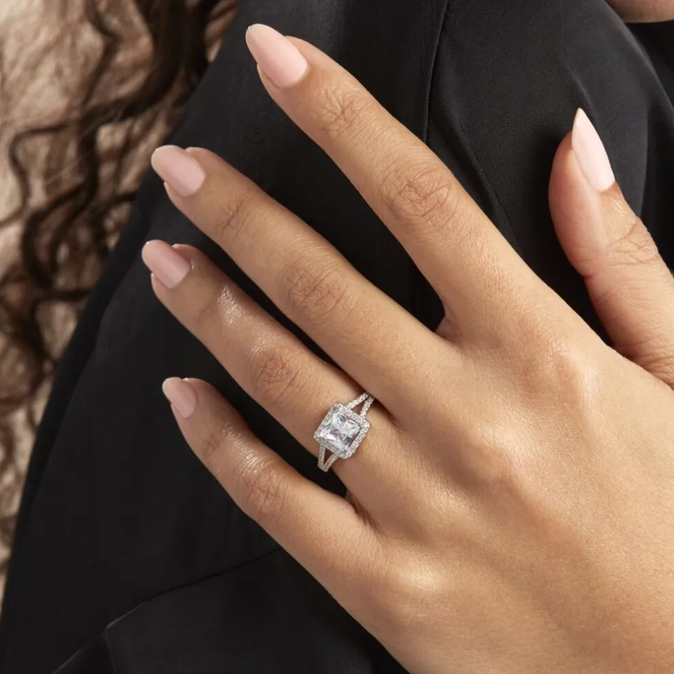 Bague Solitaire Wilona Argent Blanc Oxyde De Zirconium