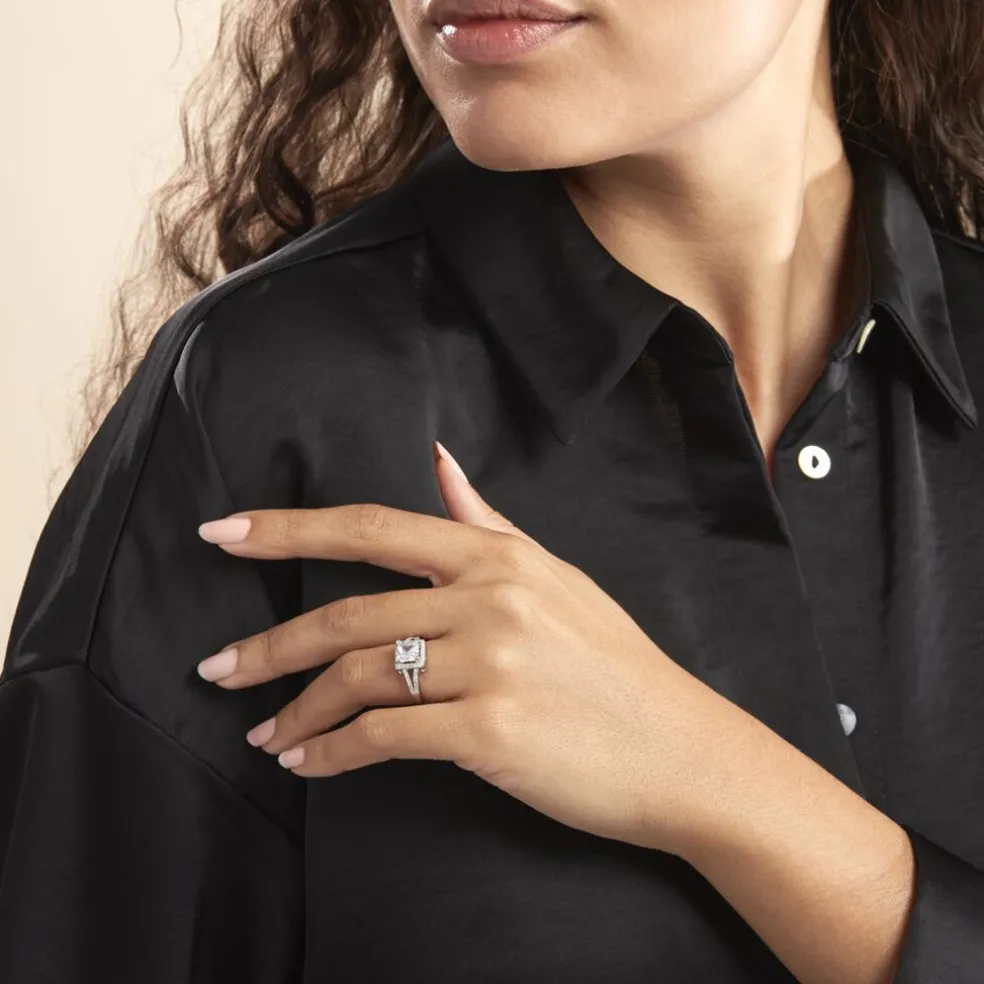 Bague Solitaire Wilona Argent Blanc Oxyde De Zirconium