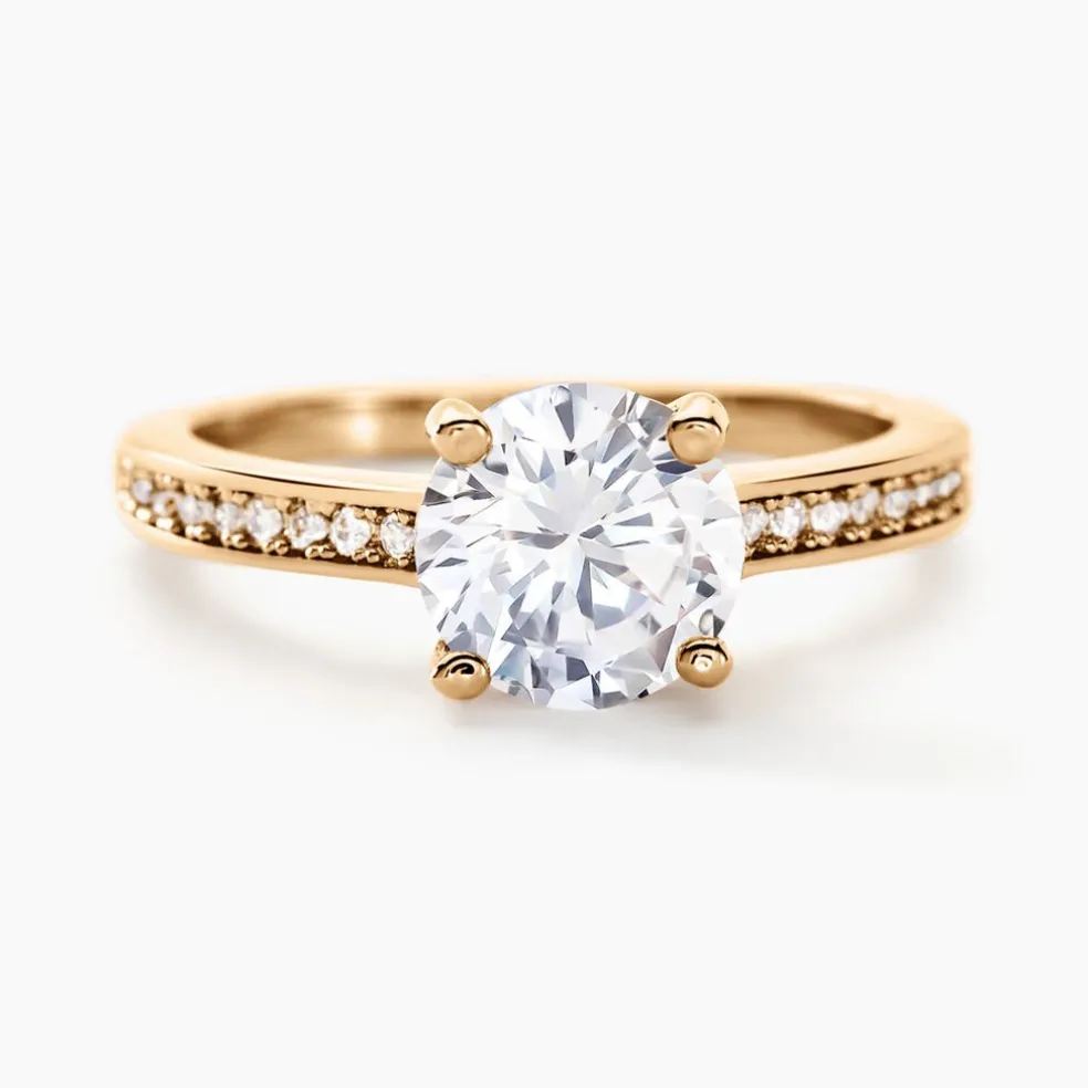 Bague Solitaire Zoura Plaqué Or Jaune Oxyde De Zirconium