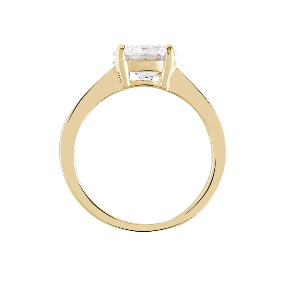 Bague Solitaire Zoura Plaqué Or Jaune Oxyde De Zirconium