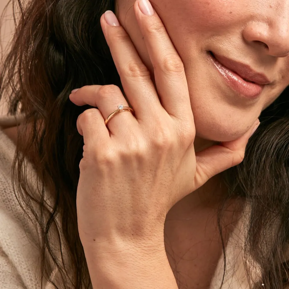 Bague Soltaire Iris Or Jaune Diamant