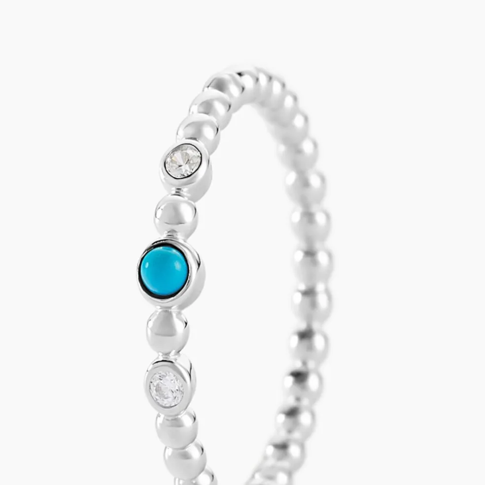 Bague Sorene Argent Blanc Turquoise Oxyde De Zirconium