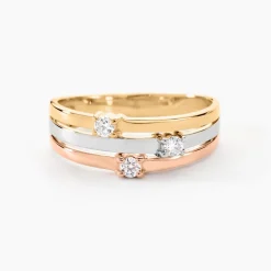 Bague Superposition Or Tricolore Diamant