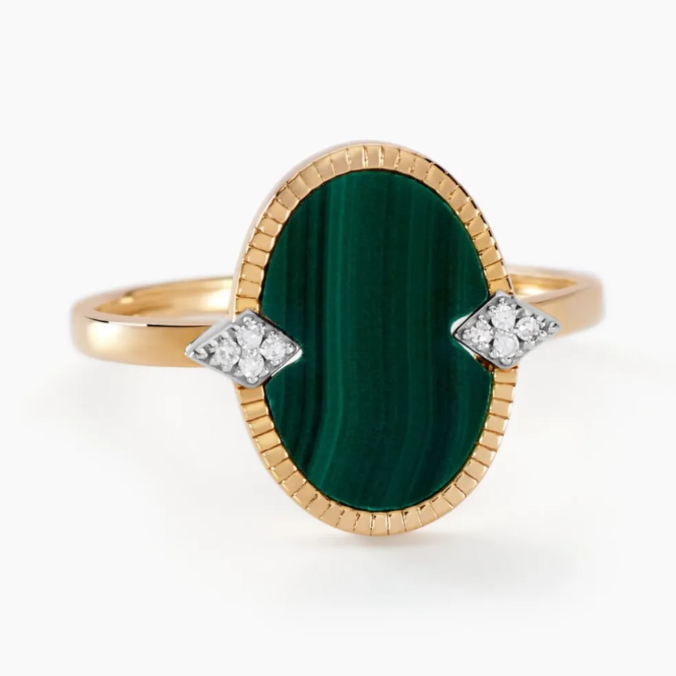 Bague Tahina Or Jaune Malachite Diamant