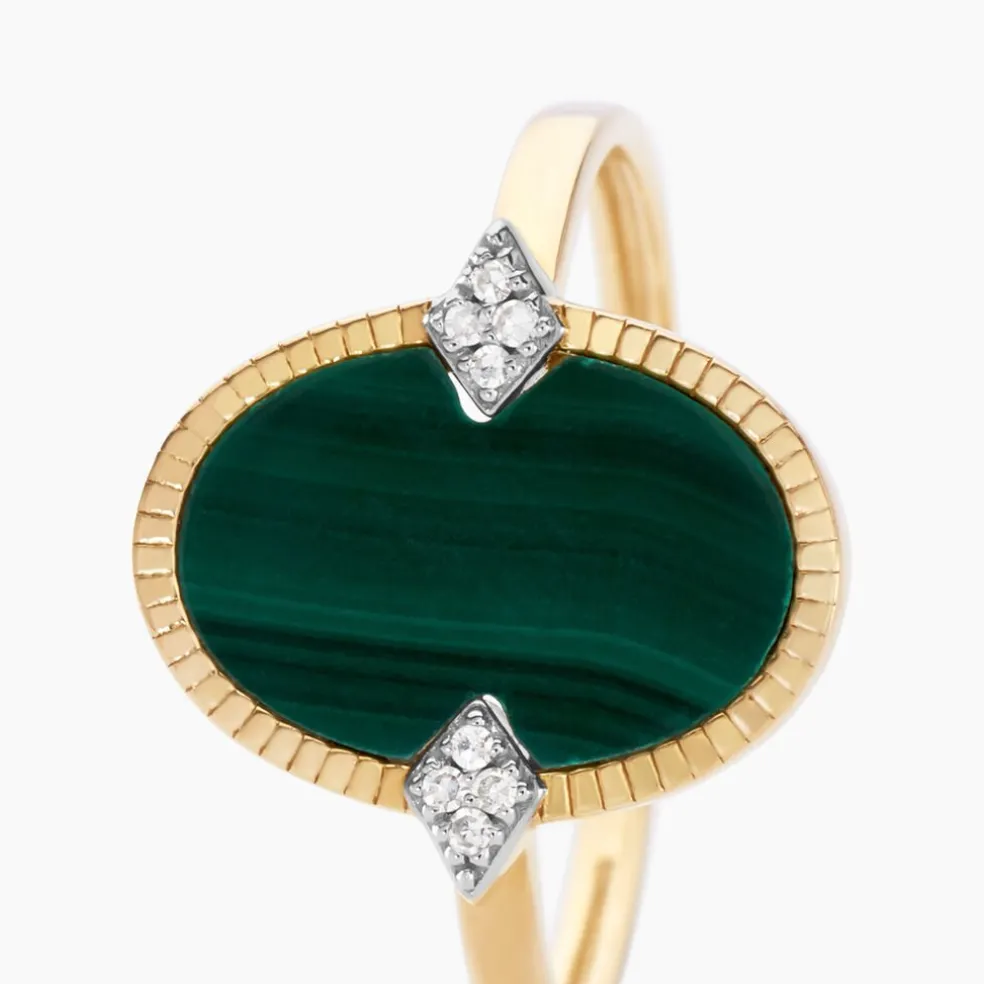 Bague Tahina Or Jaune Malachite Diamant