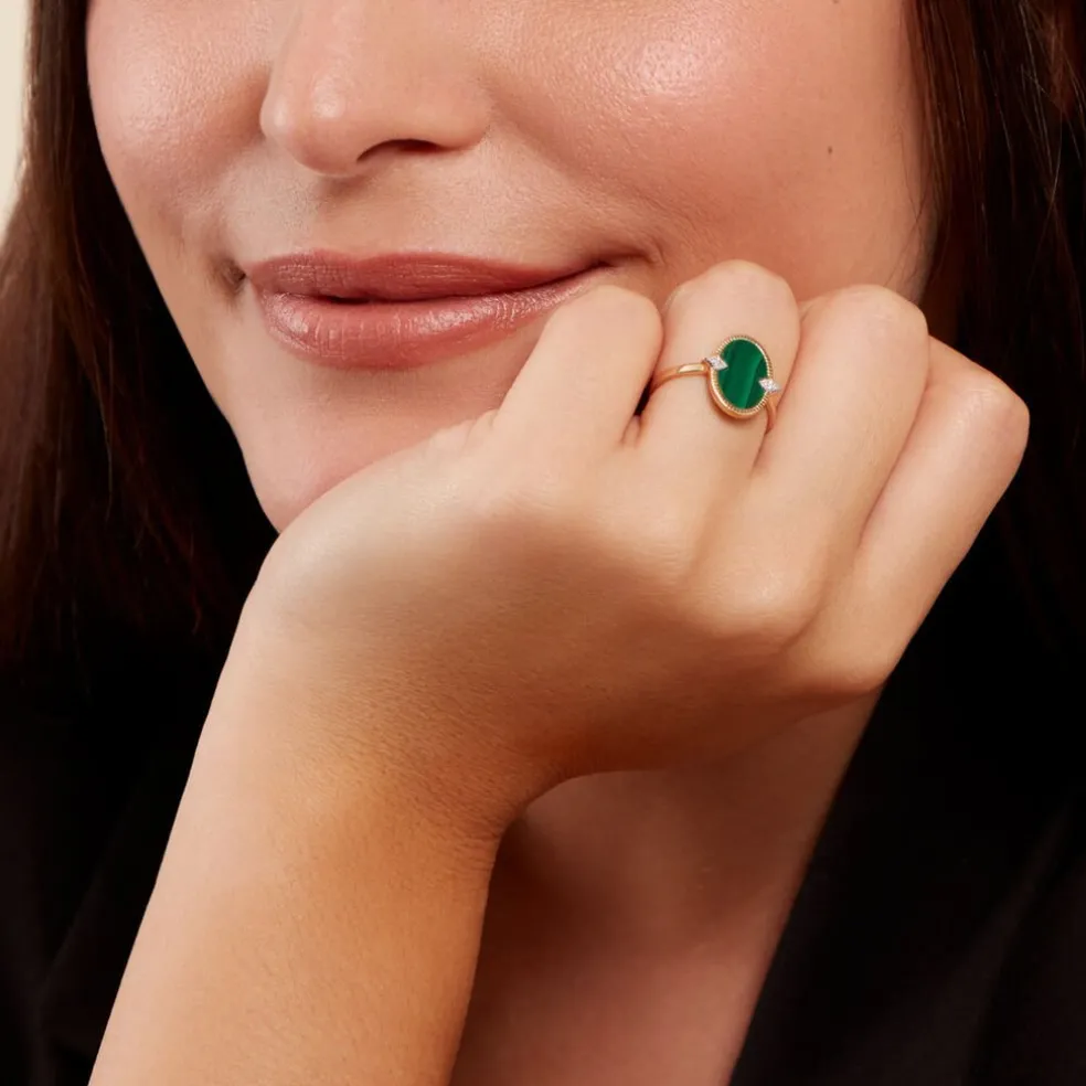Bague Tahina Or Jaune Malachite Diamant