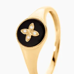 Bague Talisman Or Jaune Agate Diamant