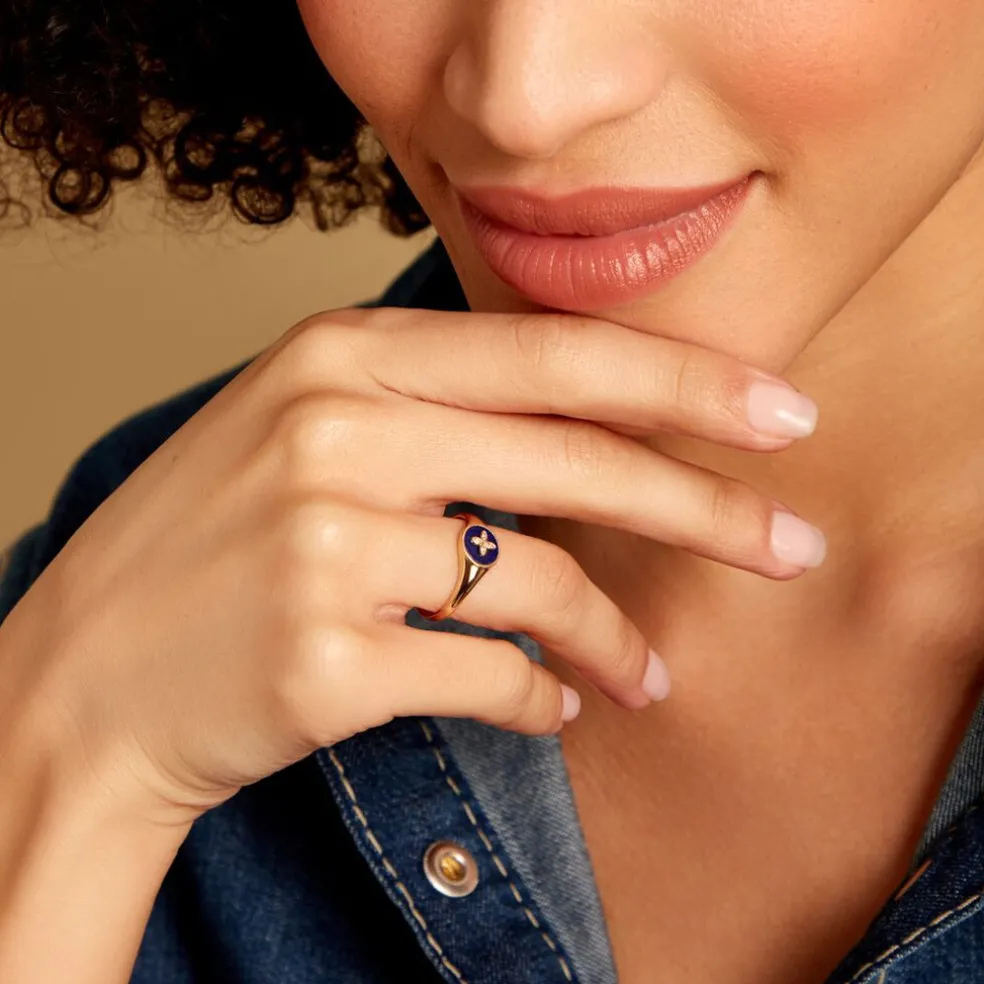 Bague Talisman Or Jaune Lapis Lazuli Diamant