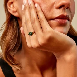 Bague Talisman Or Jaune Malachite Diamant