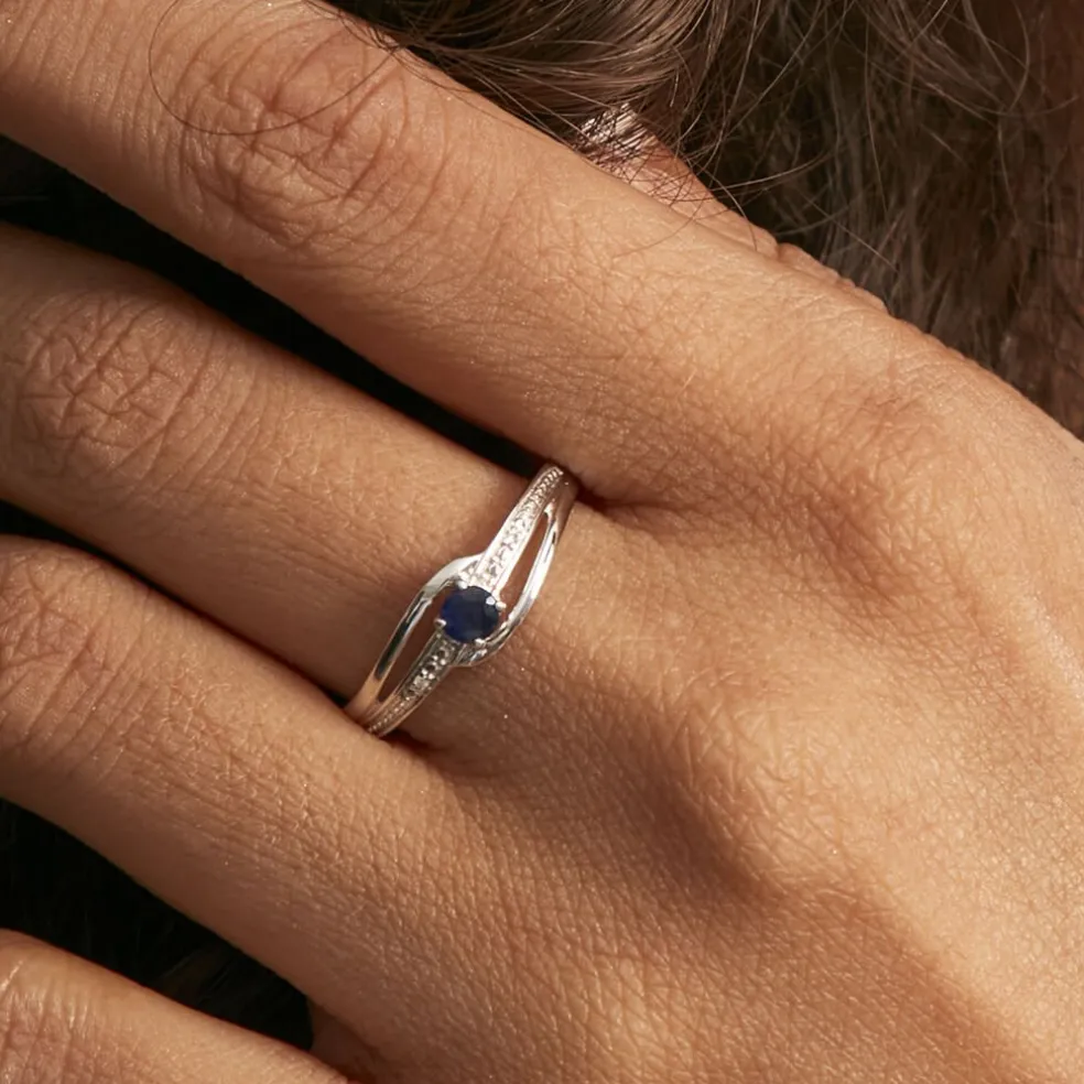 Bague Tanissia Or Blanc Saphir Et Diamant