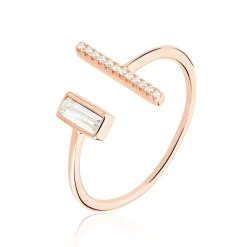 Bague Tea Argent Blanc Rose Oxyde De Zirconium