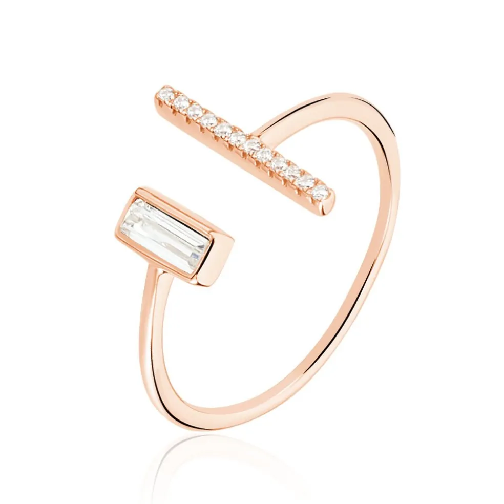 Bague Tea Argent Blanc Rose Oxyde De Zirconium