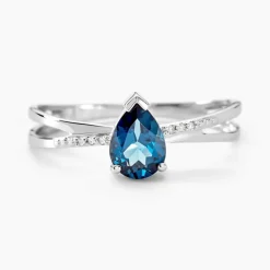 Bague Teresa Or Blanc Topaze Et Diamant