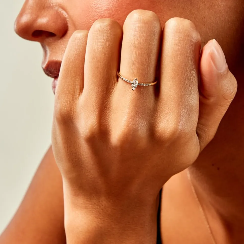 Bague Thelonius Or Jaune Diamant Synthétique