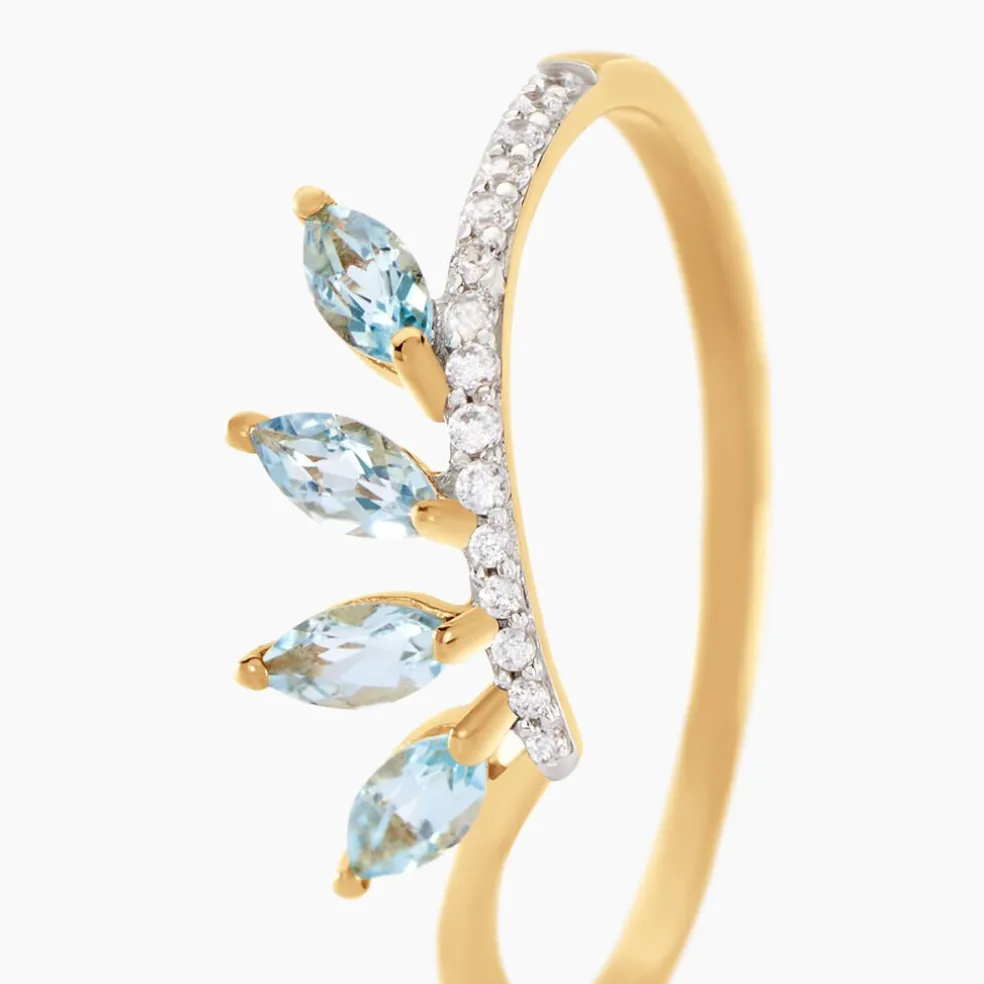 Bague Tiara Or Jaune Topaze Oxyde De Zirconium