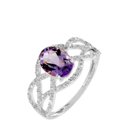 Bague Tina Or Blanc Amethyste Et Diamant