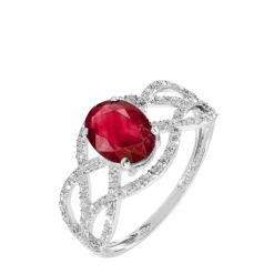 Bague Tina Or Blanc Rubis Et Diamant