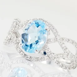 Bague Tina Or Blanc Topaze Et Oxyde De Zirconium