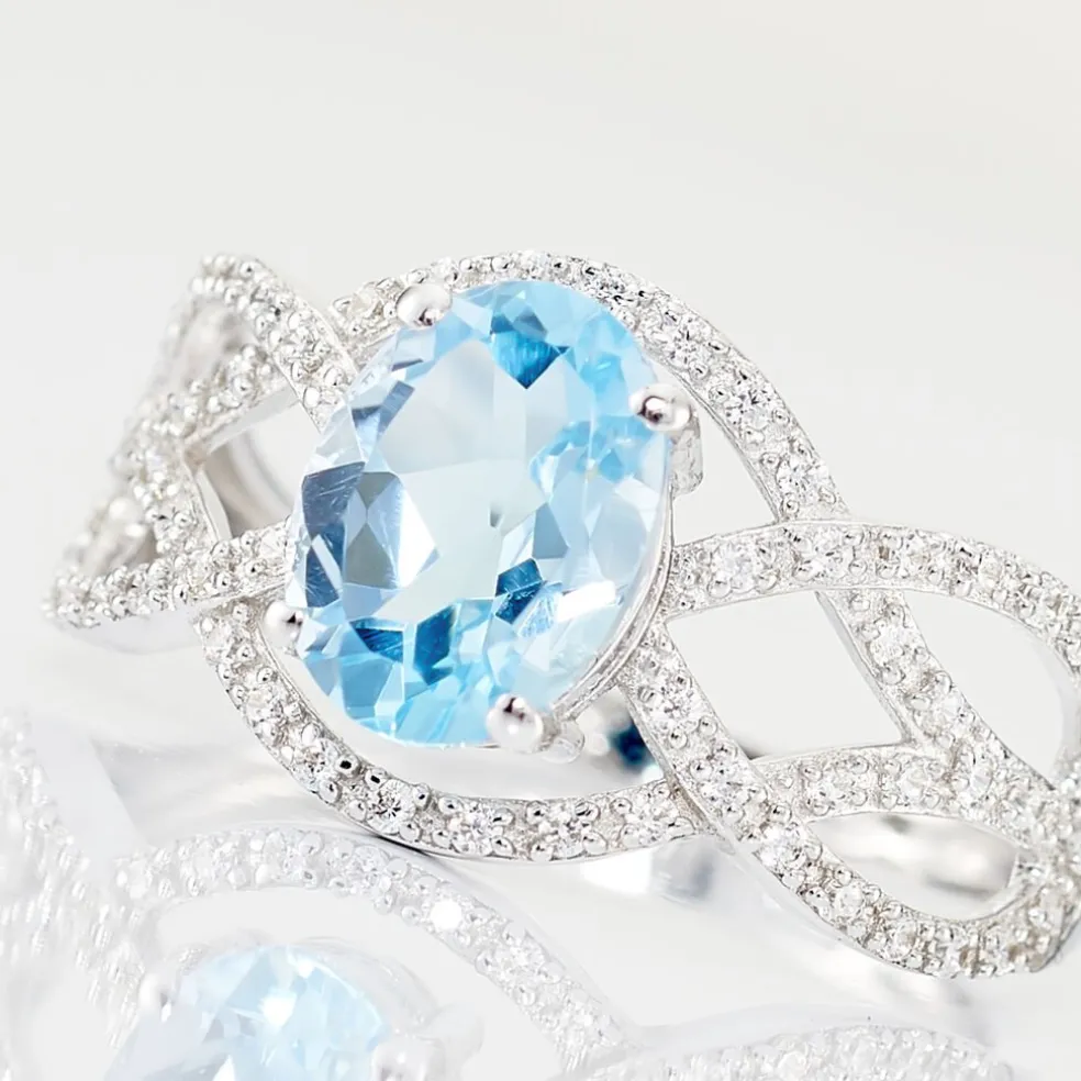 Bague Tina Or Blanc Topaze Et Oxyde De Zirconium